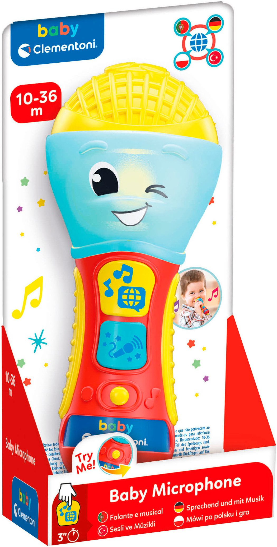 Clementoni® Lernspielzeug Baby Clementoni, Baby-Mikrophon, Mit Licht und Sound