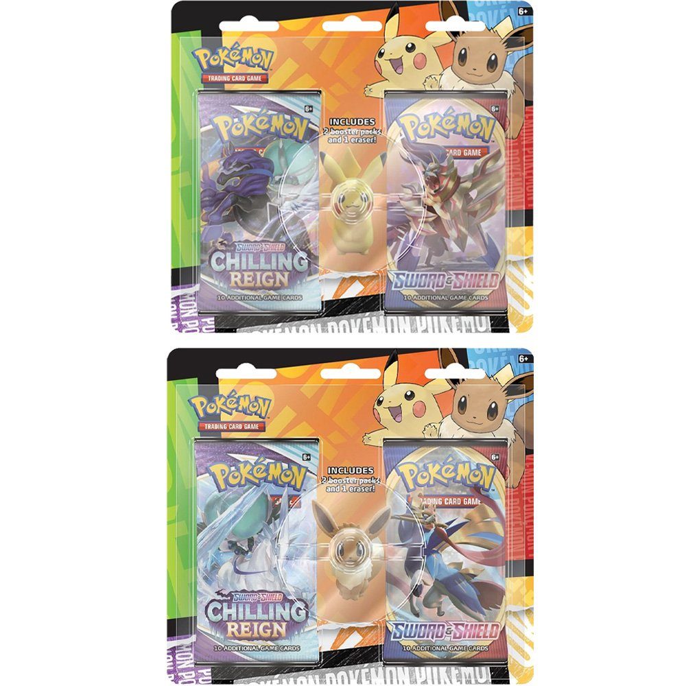 The Pokémon Company International Sammelkarte Pokémon Back to School mit Pikachu/Evoli Radiergummi (EN)