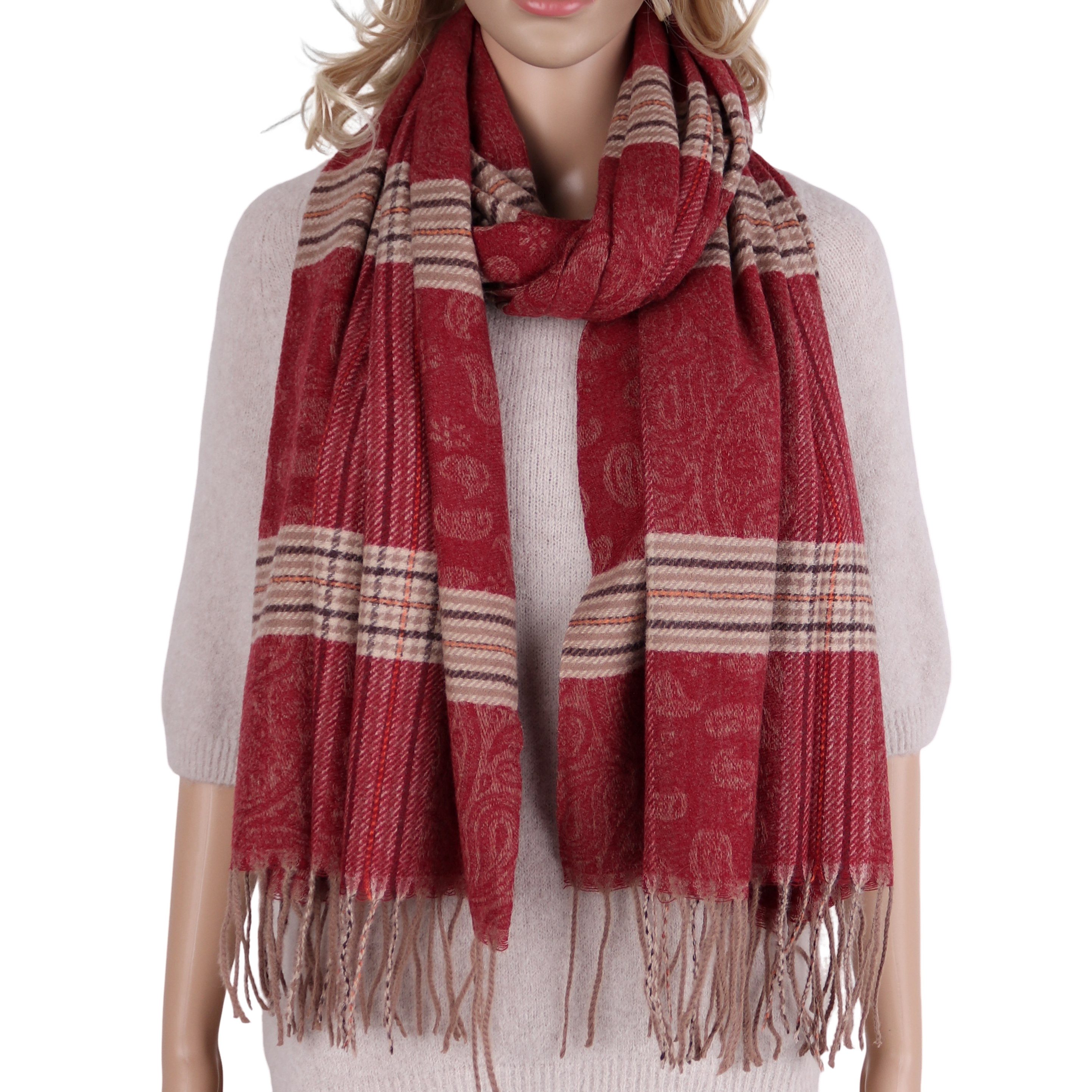 Modeschal weicher und warmer Schal mit Fransen, ca.70x180cm