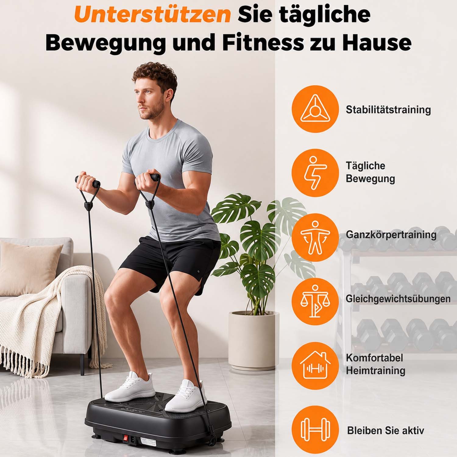 kehot Vibrationsplatte Leise und Kompakte Vibrationsplatte für Körperformung,Entspannung, 200 W, 99 Intensitätsstufen, Fitnessgeräte für Ganzkörpertraining mit  – Bild 4 von 5