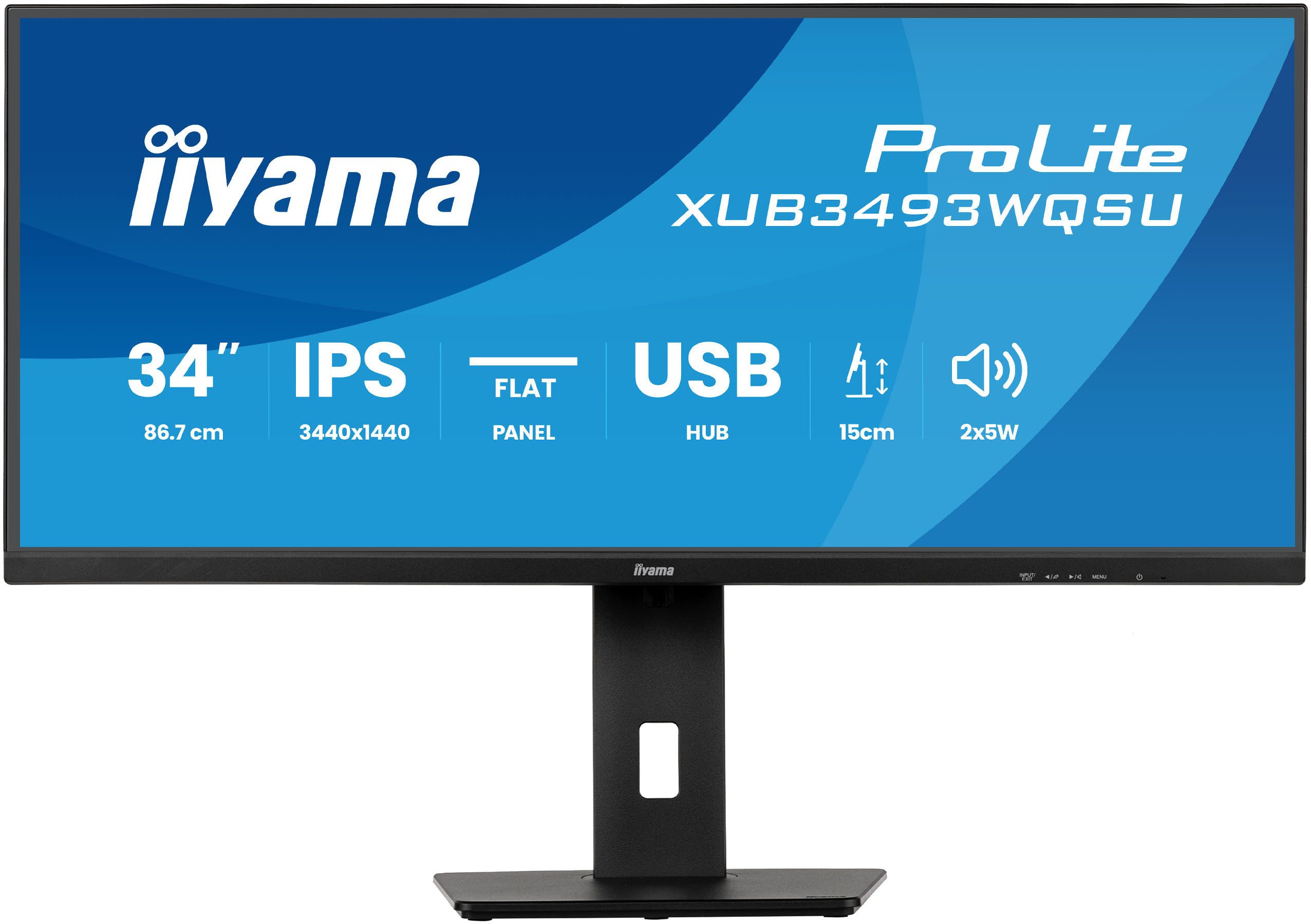 Iiyama XUB3493WQSU-B6 LED-Monitor (87 cm/34 ", 3440 x 1440 px, UWQHD, 1 ms Reaktionszeit, 120 Hz, IPS)