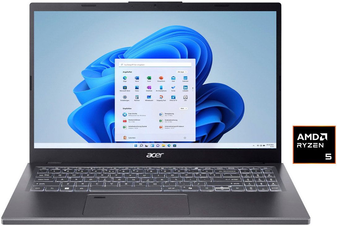 Acer Aspire 15 Notebook (39,62 cm/15,6 Zoll, AMD Ryzen 5 8640HS, Radeon 760M, 16 GB, 512 GB SSD)