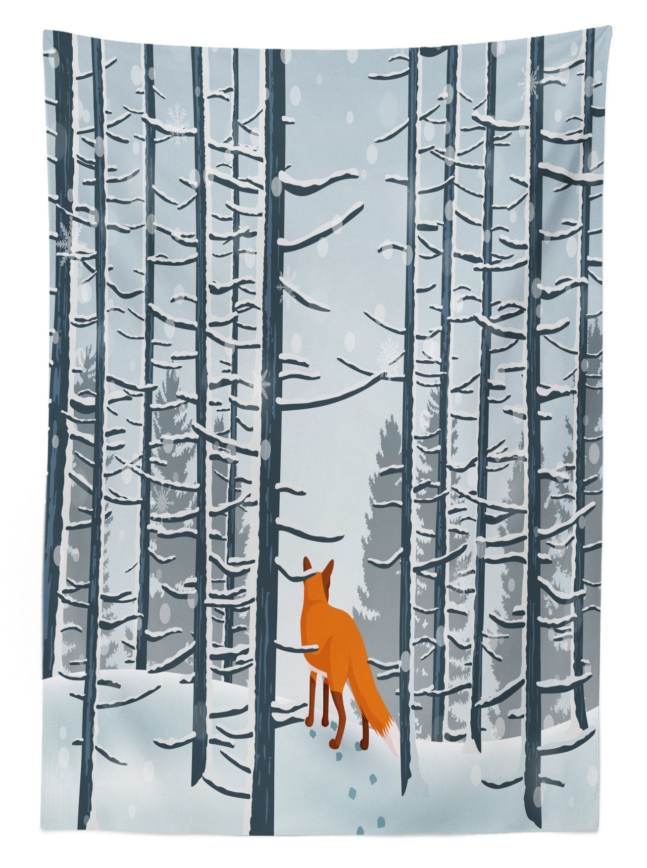 den Farbfest Für Walking geeignet Abakuhaus Waschbar Fox Woods Tischdecke Außen Farben, Klare Schnee auf Bereich Winter
