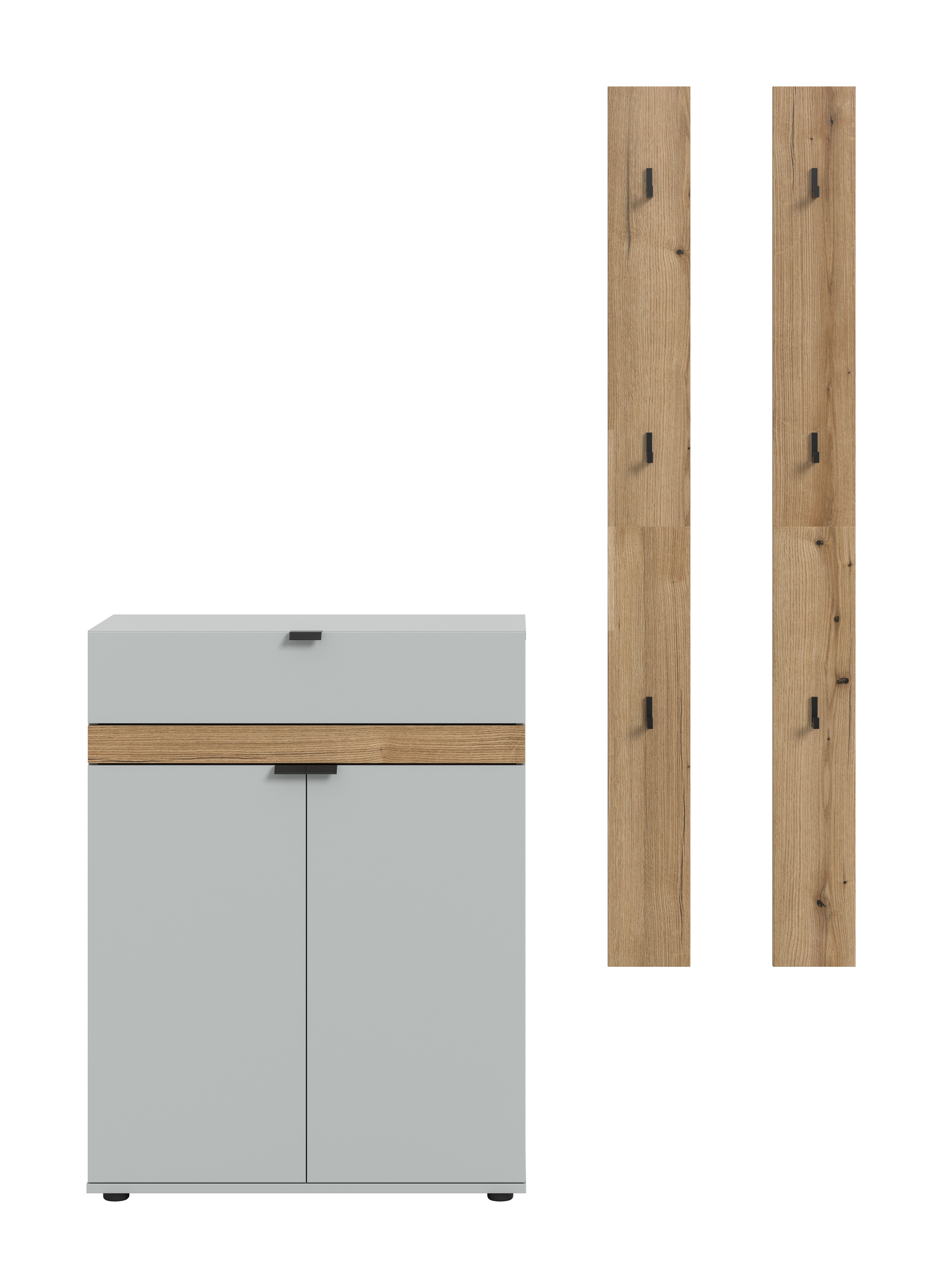 furnling Garderoben-Set Naroa, (3-St., 2x Hakenpaneele, Schuhkommode), 6 Haken, Schuhschrank, Soft-Close-Funktion, Breite 150 cm
