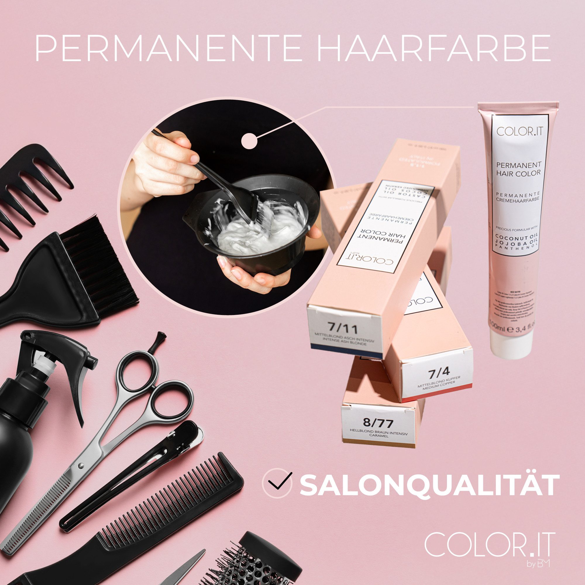 COLOR.IT Haarfarbe in Salonqualität, 100ml, (3er Pack) 100ml je Tube