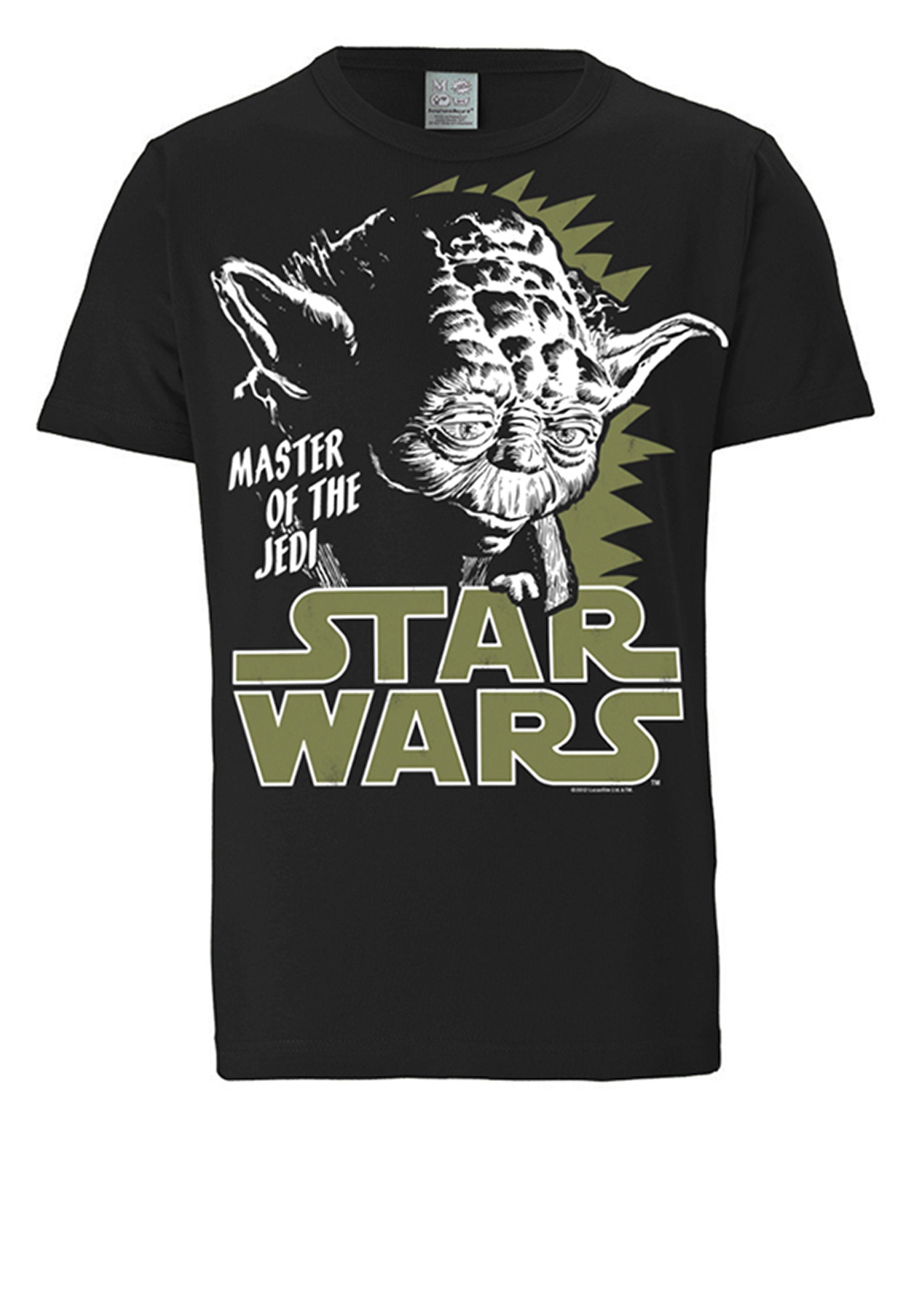 LOGOSHIRT T-Shirt Star mit Wars - Print Yoda lizenziertem