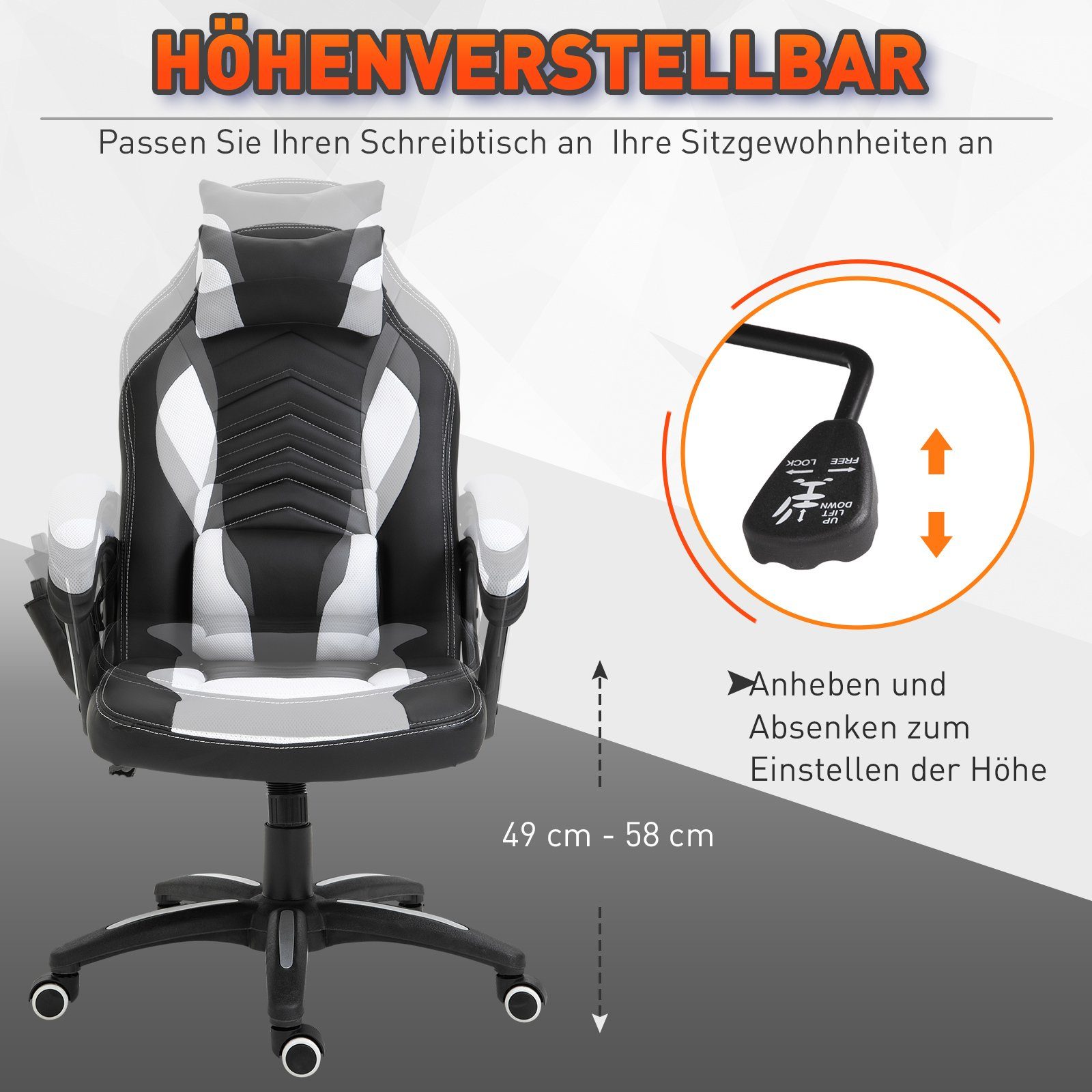 Schreibtischstuhl HOMCOM Sportlicher Chefsessel