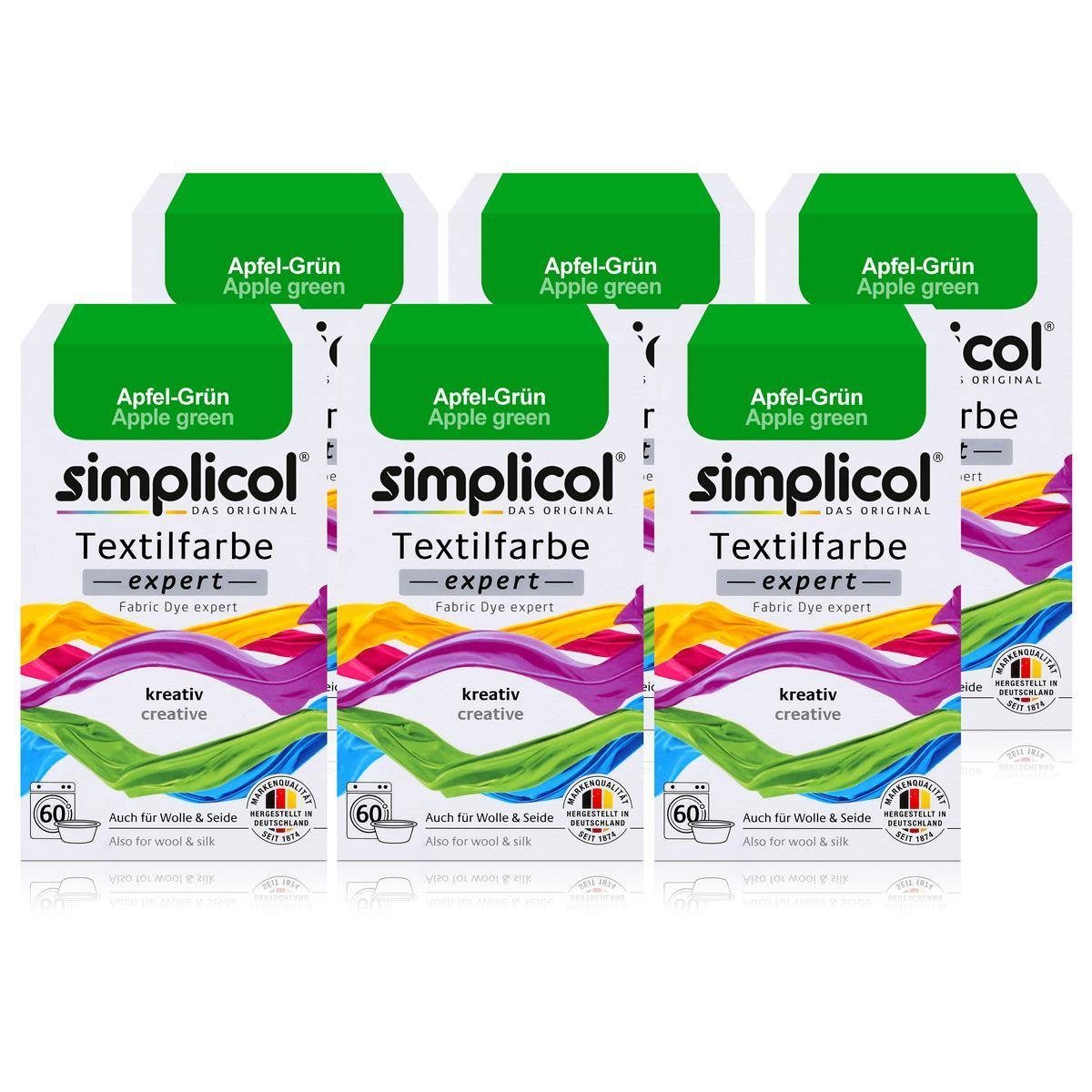 Textilfarbe Simplicol Textilfarbe expert Apfel-Grün 150g - Farbe zum Färben (6er P