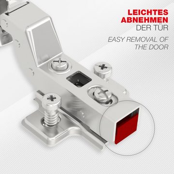 SO-TECH® Türbeschlag SMOOTH Topfband T52 Scharnier mit Dämpfer und Kreuzplatte (10 St), Innenanschlag