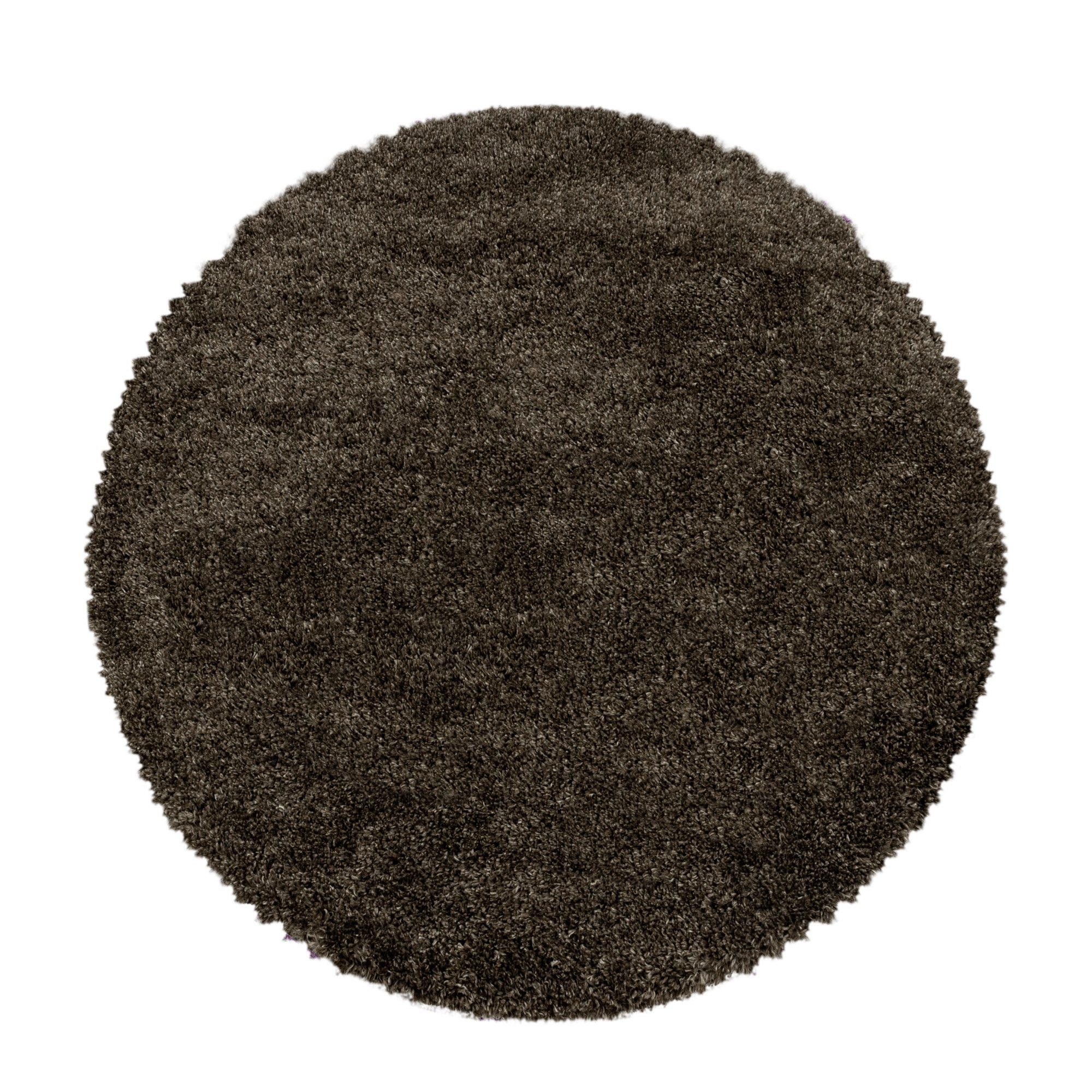Hochflor-Teppich Unicolor - Einfarbig, Carpetsale24, Wohnzimmer Braun farben mm, versch. Einfarbig Teppich Rund, und Runder Höhe: 30 Shaggy größen