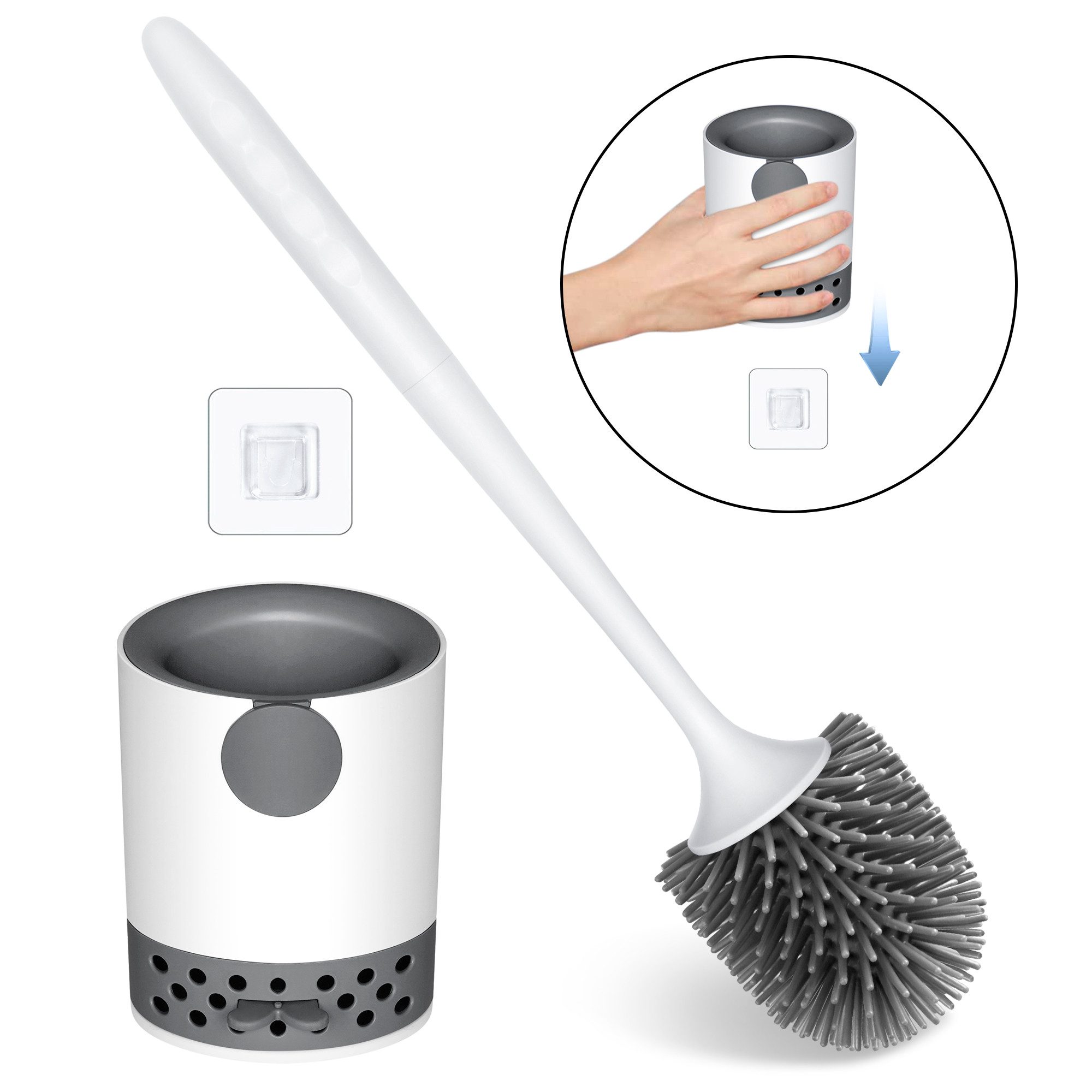 ElitVita WC-Reinigungsbürste Klobürste Schwarz Toilettenbürste, mit Halter, für Badezimmer Gäste-WC, (1-tlg), mit Antibakteriell ohne Bohren Klobürstenhalter