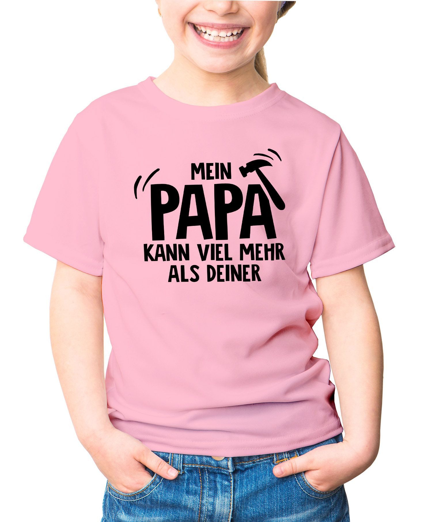 Print-Shirt Kinder T-Shirt Mein Papa kann viel mehr als deiner Spruch lustig