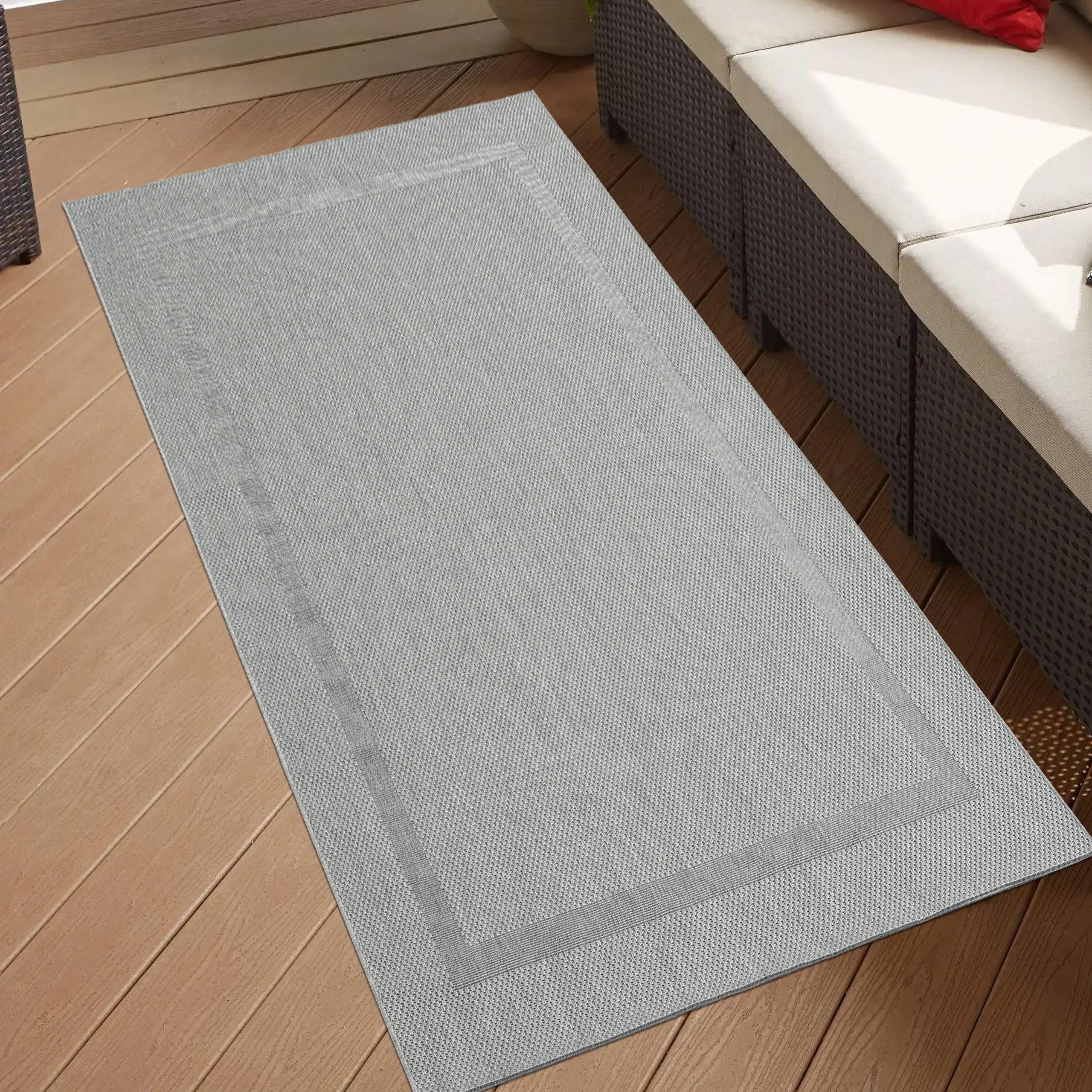 TeppichHome24 Outdoorteppich Sisalteppich indoor & outdoor mit Bordüre in grau, Rechteckig – Bild 3 von 5