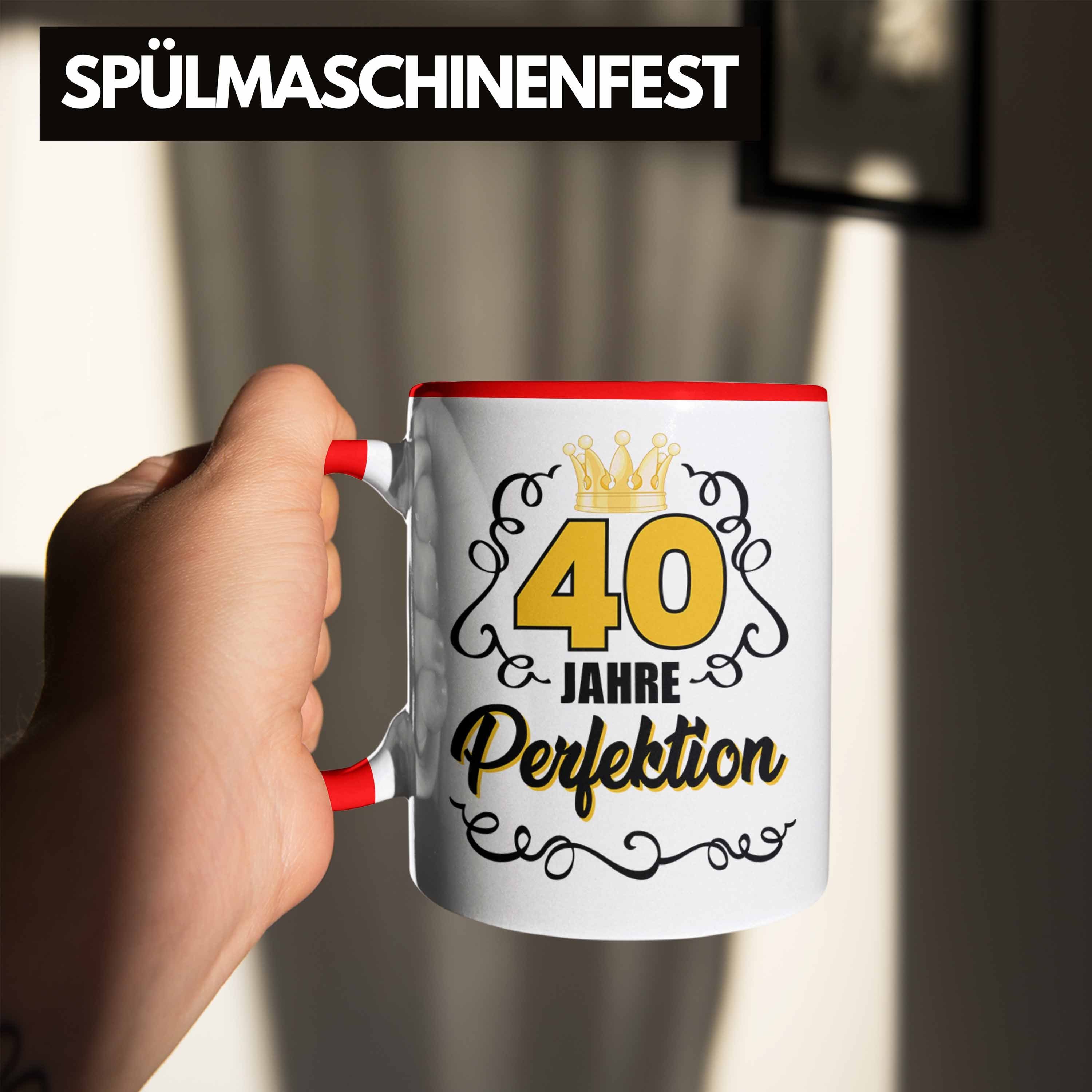 Trendation Tasse Tasse - Geschenk Geburtstag 40er Frauen Geburtstag Trendation Perfektion Rot Spruch Geschenkidee 40