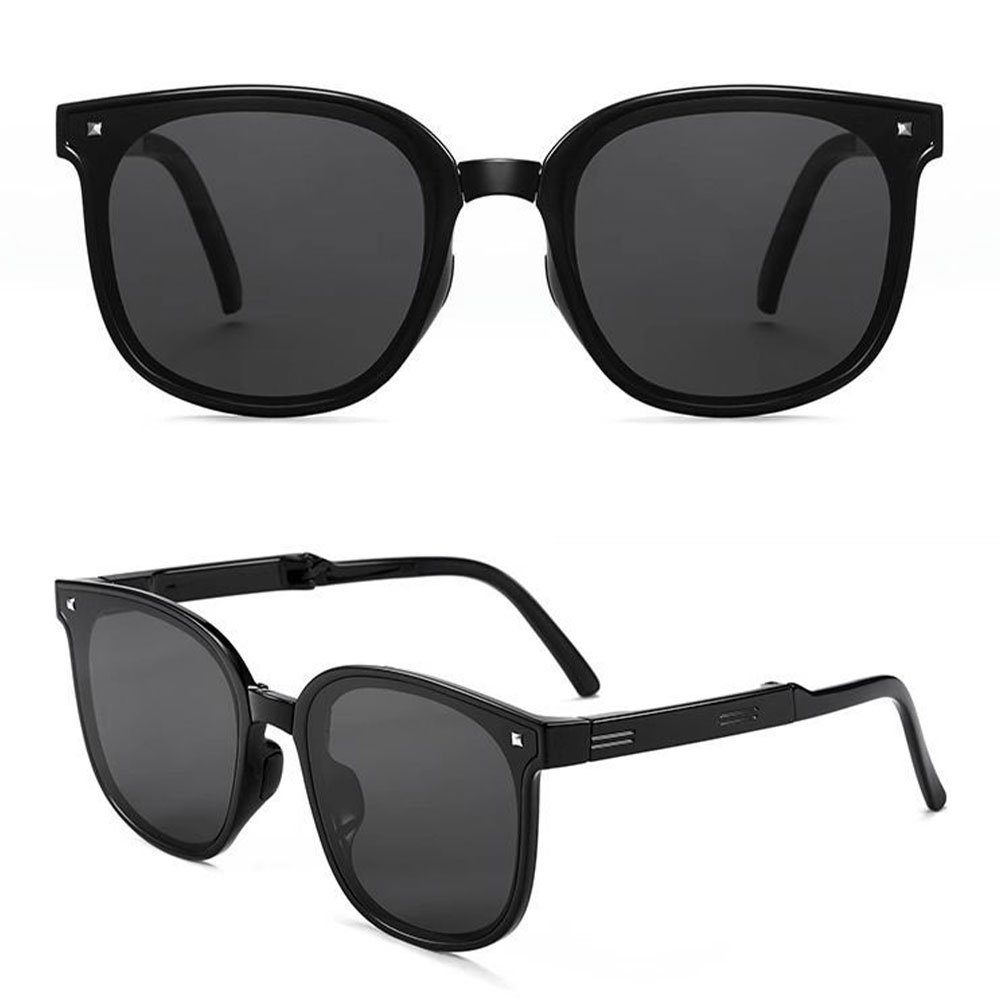 AUzzO~ Sonnenbrille Polarisiert Retro Vintage für UV-Schutz und Outdoor Frauen Schwarz Modelle Männer mit Brillenetui Zusammenklappbar