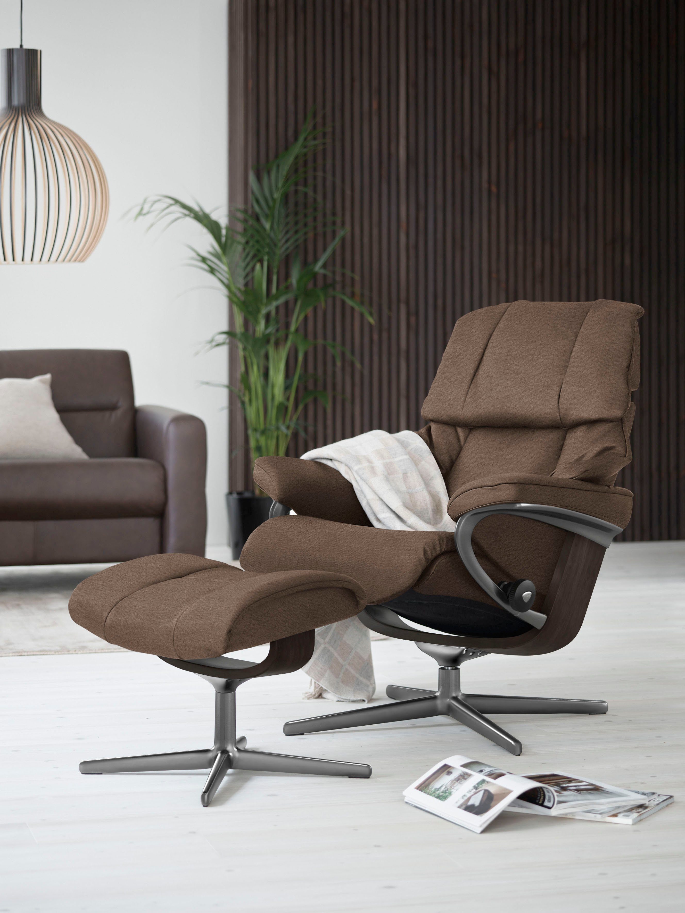 Stressless® Relaxsessel Reno (Set, Relaxsessel mit Hocker), mit Hocker, mit  Cross Base, Größe S, M & L, Holzakzent Wenge