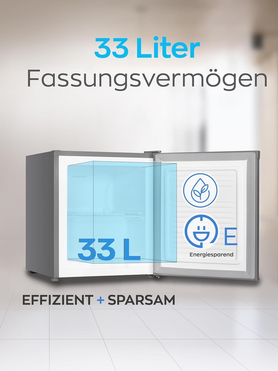 Heinrich´s Gefrierschrank Mini Gefrierbox HGB 5088 IX, 51 cm hoch, 44 cm breit, Kühlbox 40db 33 Liter bis zu -18 Grad – Bild 2 von 5