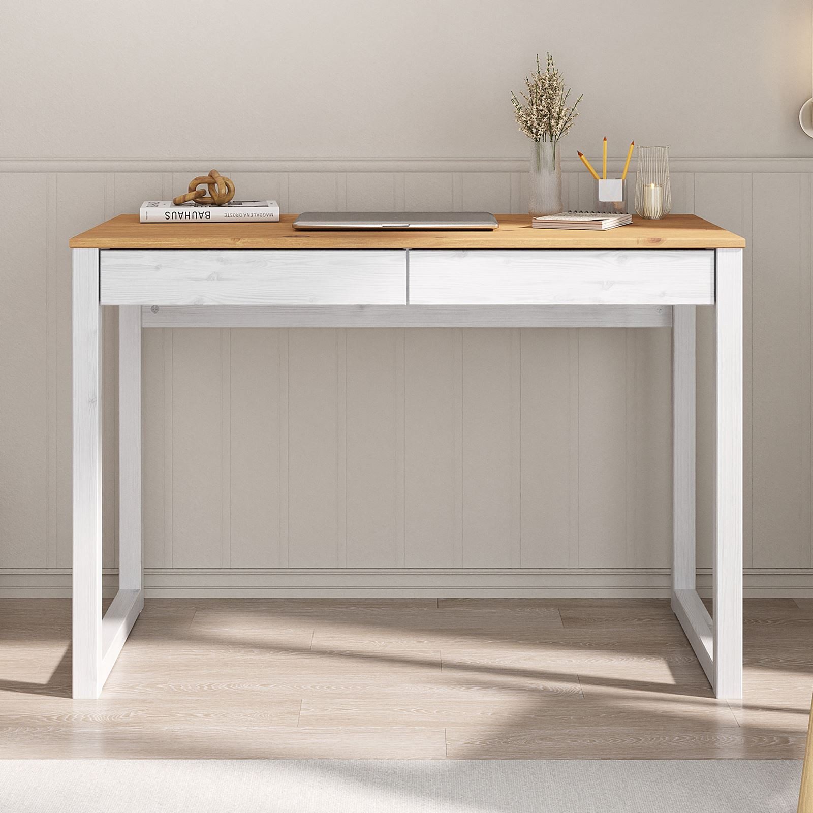 IDIMEX Schreibtisch NOAH, Bürotisch mit 2 Schubladen, Konsolentisch Kiefer günstig online kaufen