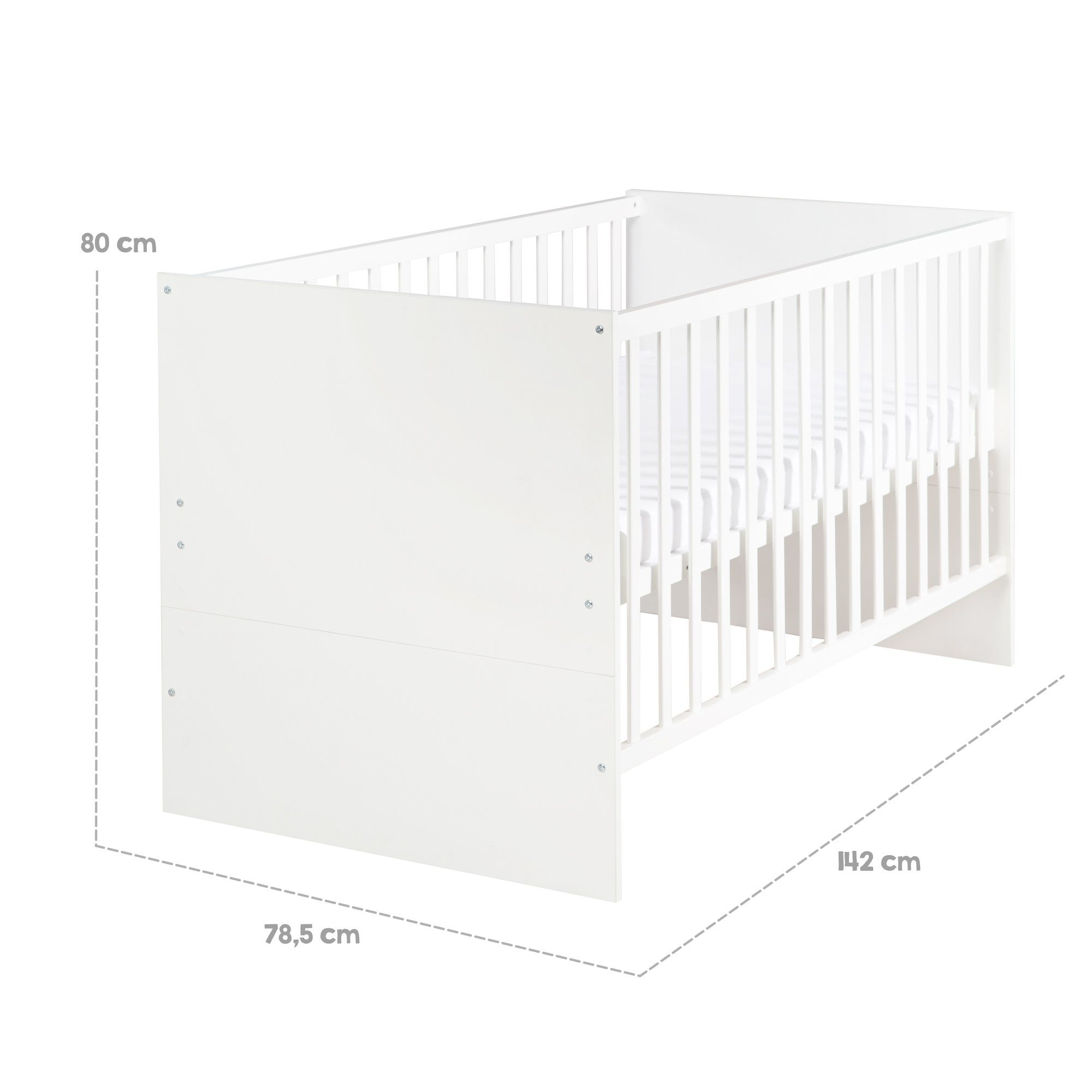 roba® Babymöbel-Set Anton 2-teilig, Gitterbett 70 x 140 cm und Wickelkommode in weiß