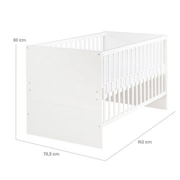 roba® Babymöbel-Set Anton 2-teilig, Gitterbett 70 x 140 cm und Wickelkommode in weiß