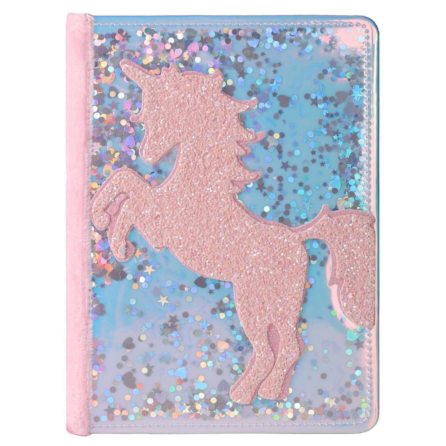 LuxusKollektion Tagebuch Tagebuch Einhorn Glitzer A5 Rosa Flauschig