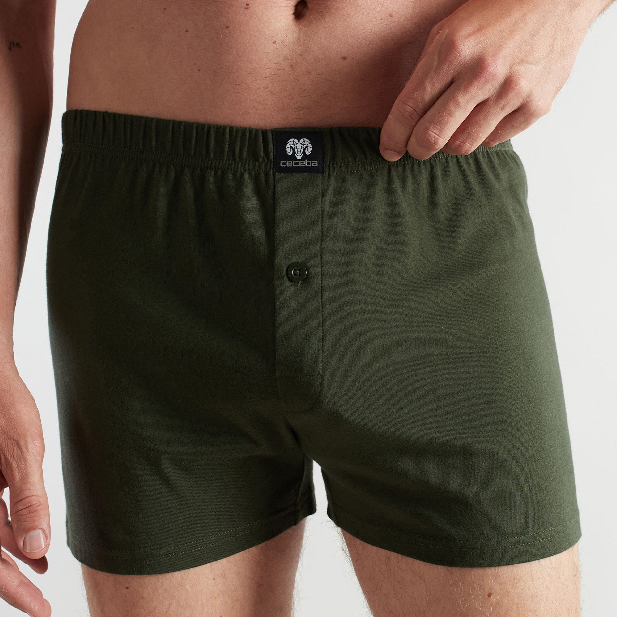 CECEBA Boxershorts Bio Herren-Boxershorts 2er-Pack Single-Jersey Uni