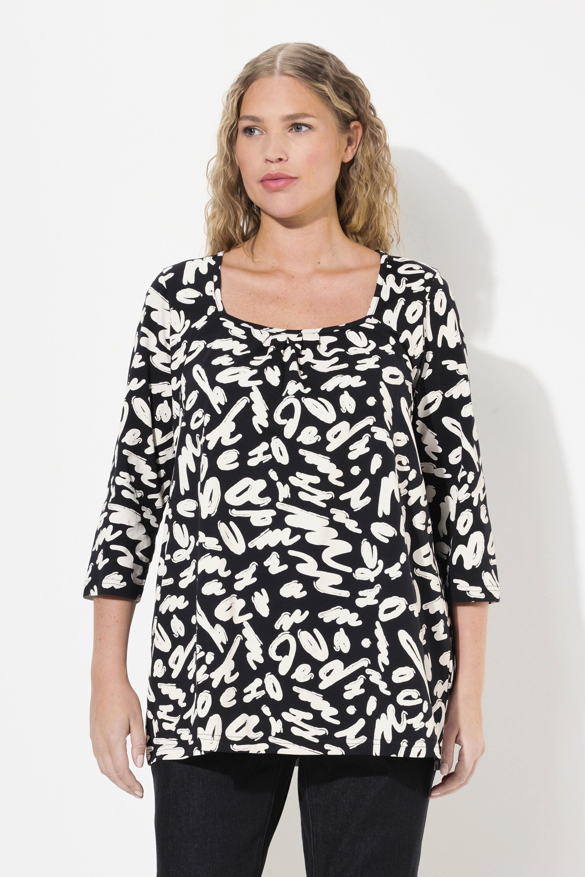 Ulla Popken T-Shirt Shirt A-Linie Zierfalten günstig online kaufen