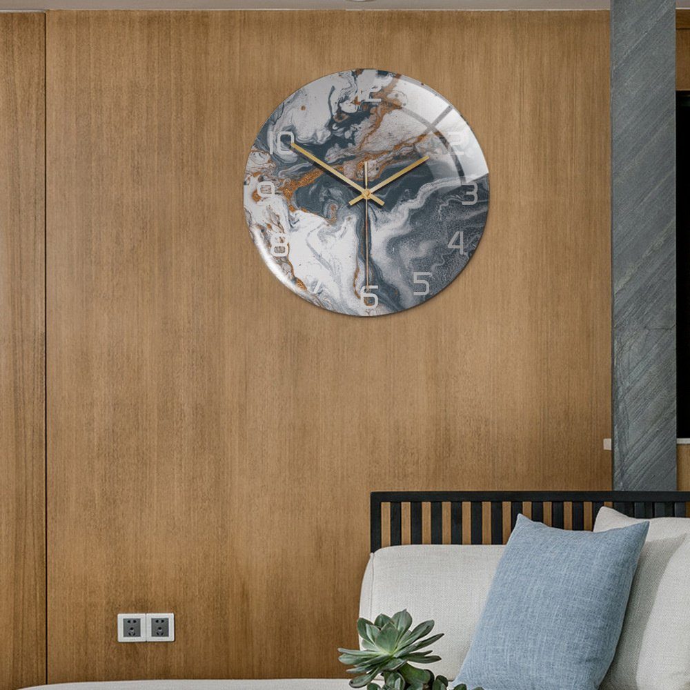 Wohnzimmer mit für Montagesatz, mit Art für Heimdekoration (Exquisite Wanduhr Wanduhr Marmor-Textur, Uhr Wanduhr Wanduhr, 30x30cm) Dekorative