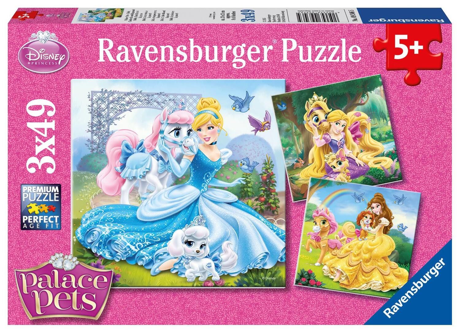 Ravensburger Пазлы Disney Palace Pets: Belle, Cinderella und Rapunzel. Пазлы 3 x 49..., 49 Пазлыteile
