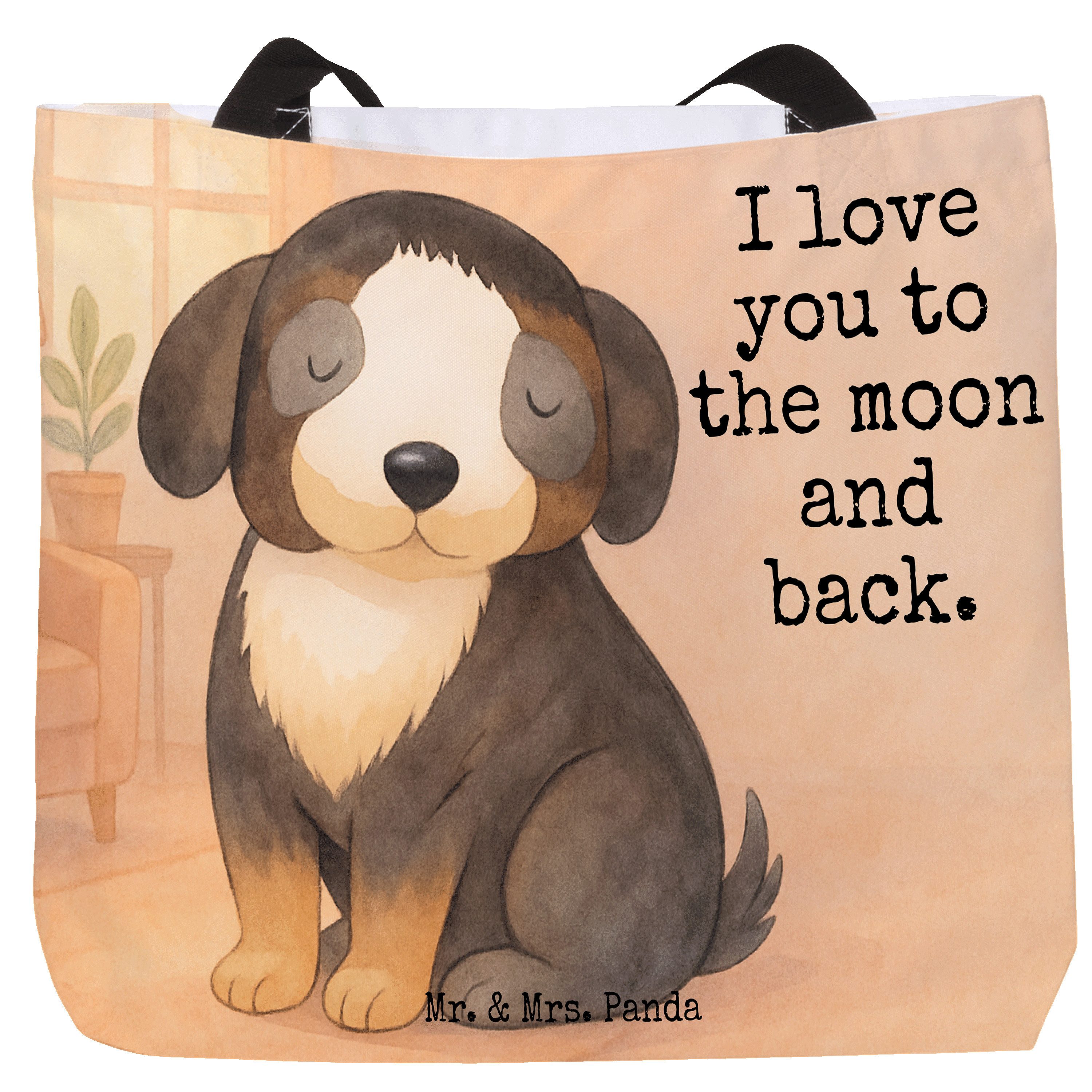 Mr. & Mrs. Panda Shopper Hund Entspannen Design, Schultasche, Weiß, Sprüche, Liebe, Einkaufsta (Packung), Tote Bag Vierbeiner Sprüche