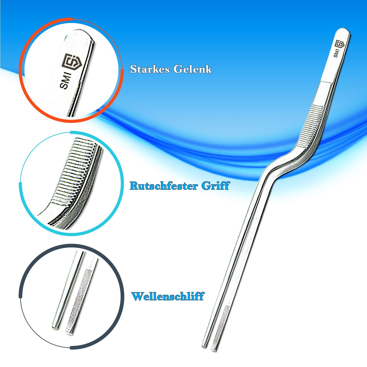 SMI Kochpinzette Pinzette Küchenpinzette Set 21 cm Kochpinzette Grillpinzette 2 Stück