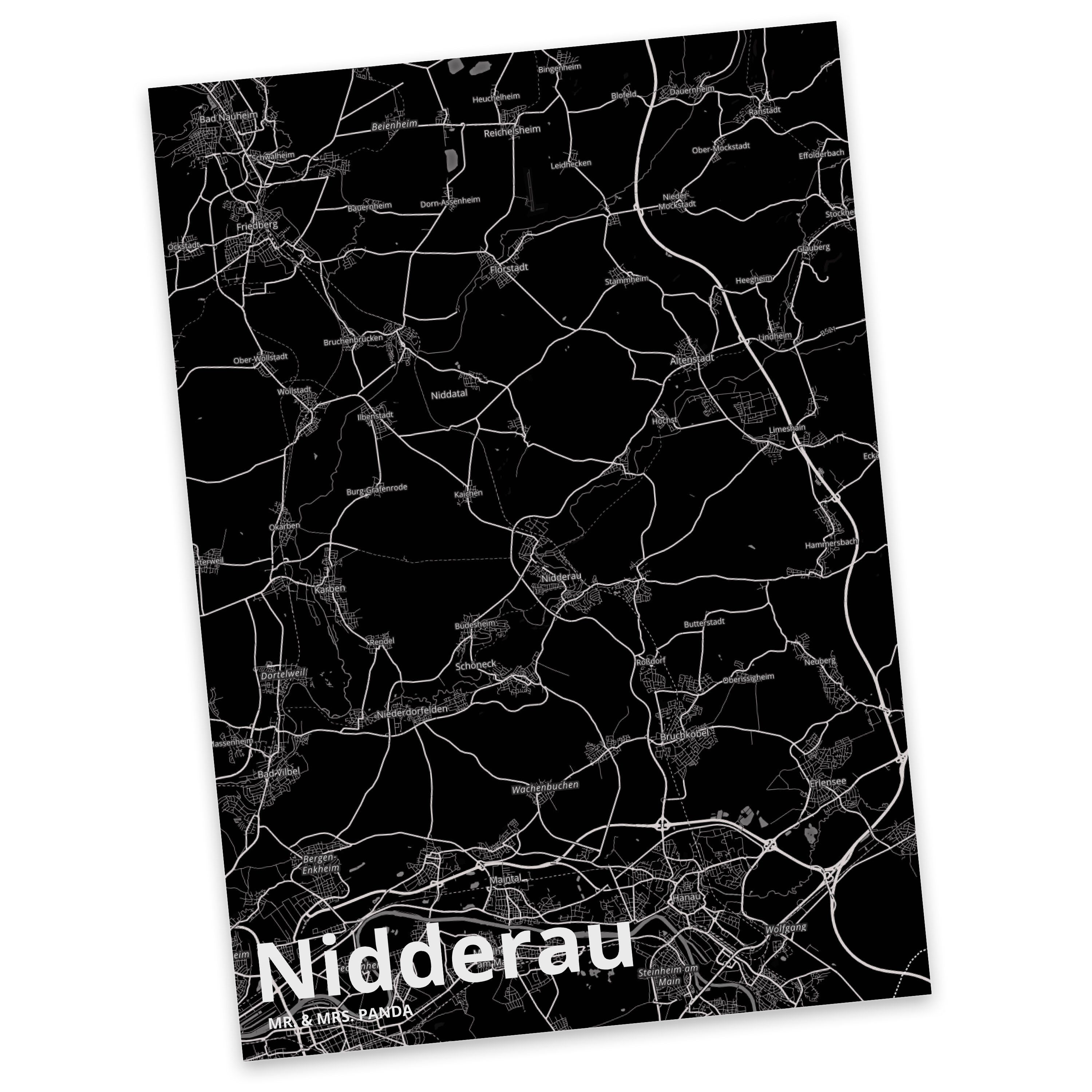 Postkarte Karte Mrs. & Stadt Dorf Mr. Panda - Dankes Map Landkarte Stadtplan, Nidderau Geschenk,