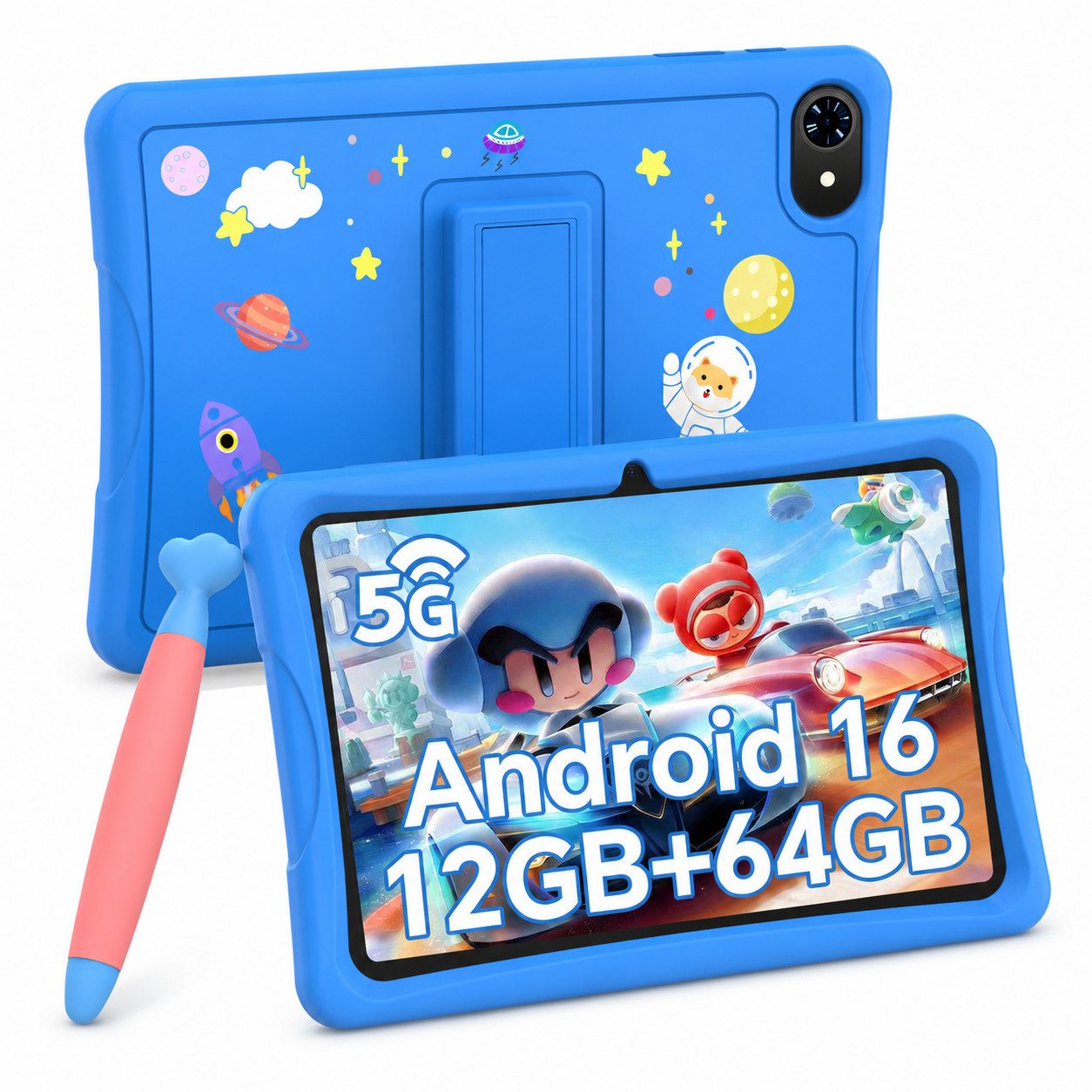 VekfulPC 10,1" Kinder Tablet Android 16 mit Schutzhülle, 64GB, inkl. Kinderuhr Tablet (10,1", 64 GB, Android 16, Google Kids Space, 10,1" HD, 5000mAh, 12GB)