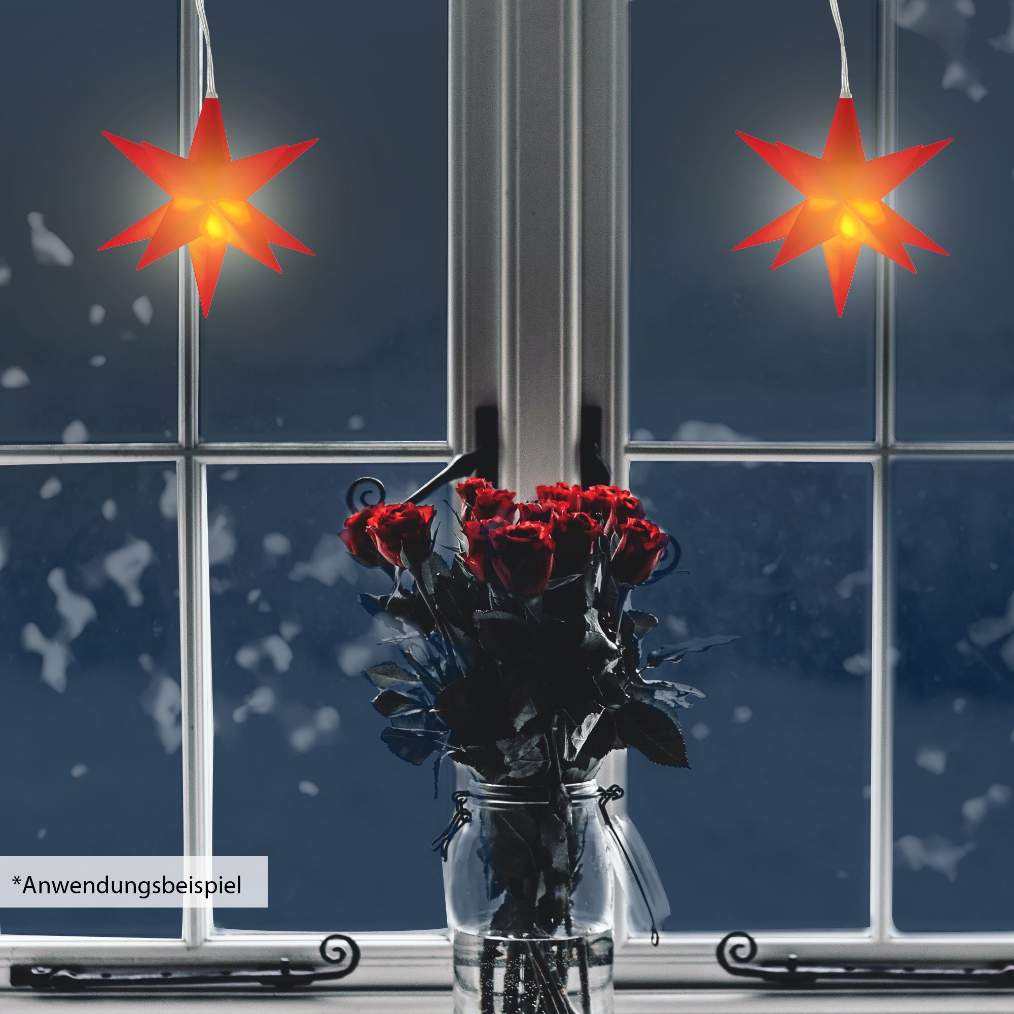 Dekostern Weihnachten CEPEWA Timer rot Weihnachtsstern Leuchtstern 3D