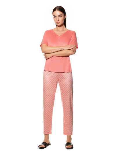 Mey Pyjama Mey Damen Pyjama 7/8 13226 Cherry Punch (1 Stück, 1 tlg., 1 Stück)