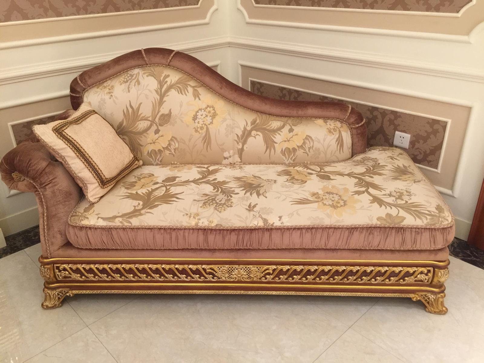 JVmoebel Chaiselongue Chaiselongue Antik Stil Sofa Liege Textil Barock Rokoko Couch, Made in Europe