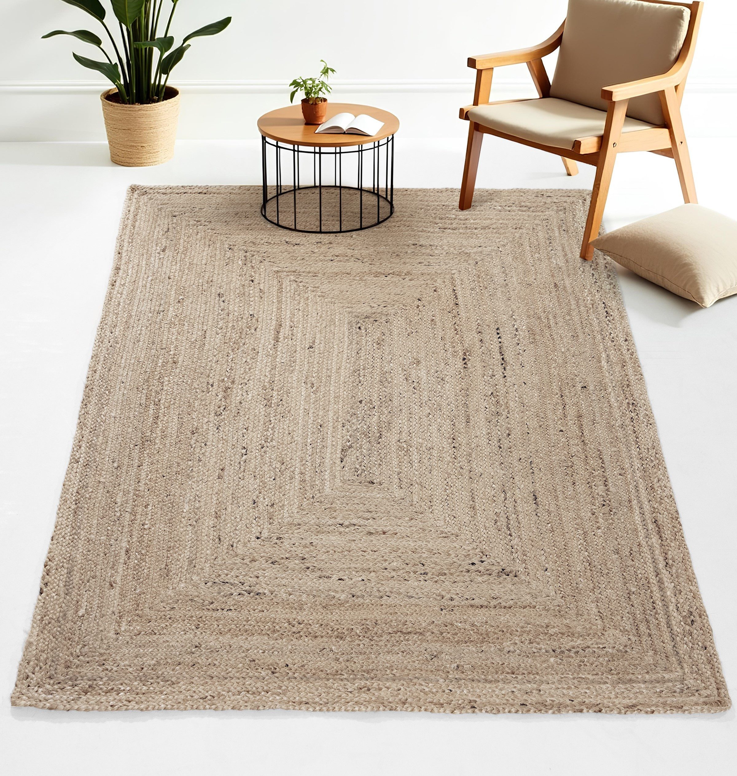 carpetfine Teppich Nele Juteteppich Naturfaser, rechteckig, Höhe: 6 mm, geflochtener Wendeteppich aus 100% Jute, quadratisch und als Läufer – Bild 2 von 5