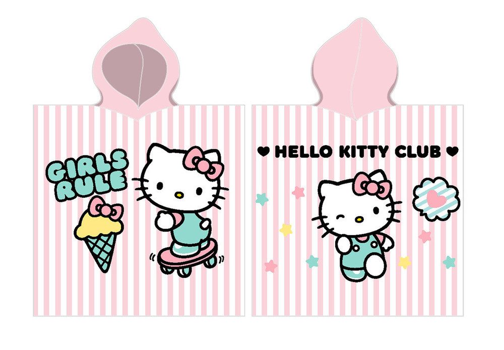 Hello Kitty Kapuzenhandtuch Hello Kitty Poncho Strandtuch mit Kaputze 55x110cm