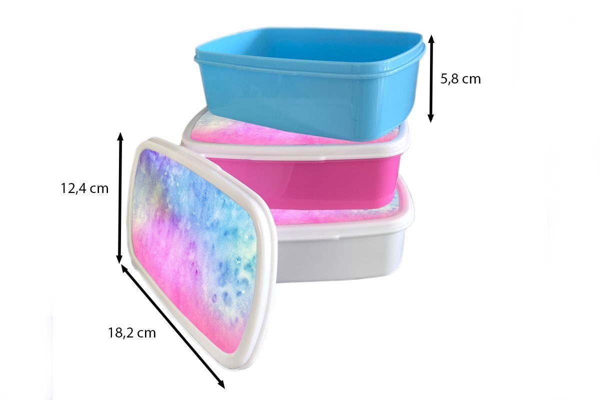 Lunchbox Rosa Brotbox Blau Kunststoff - (2-tlg), Kinder, - Kunststoff, Gelb, Aquarell für Erwachsene, Mädchen, Brotdose - Snackbox, MuchoWow