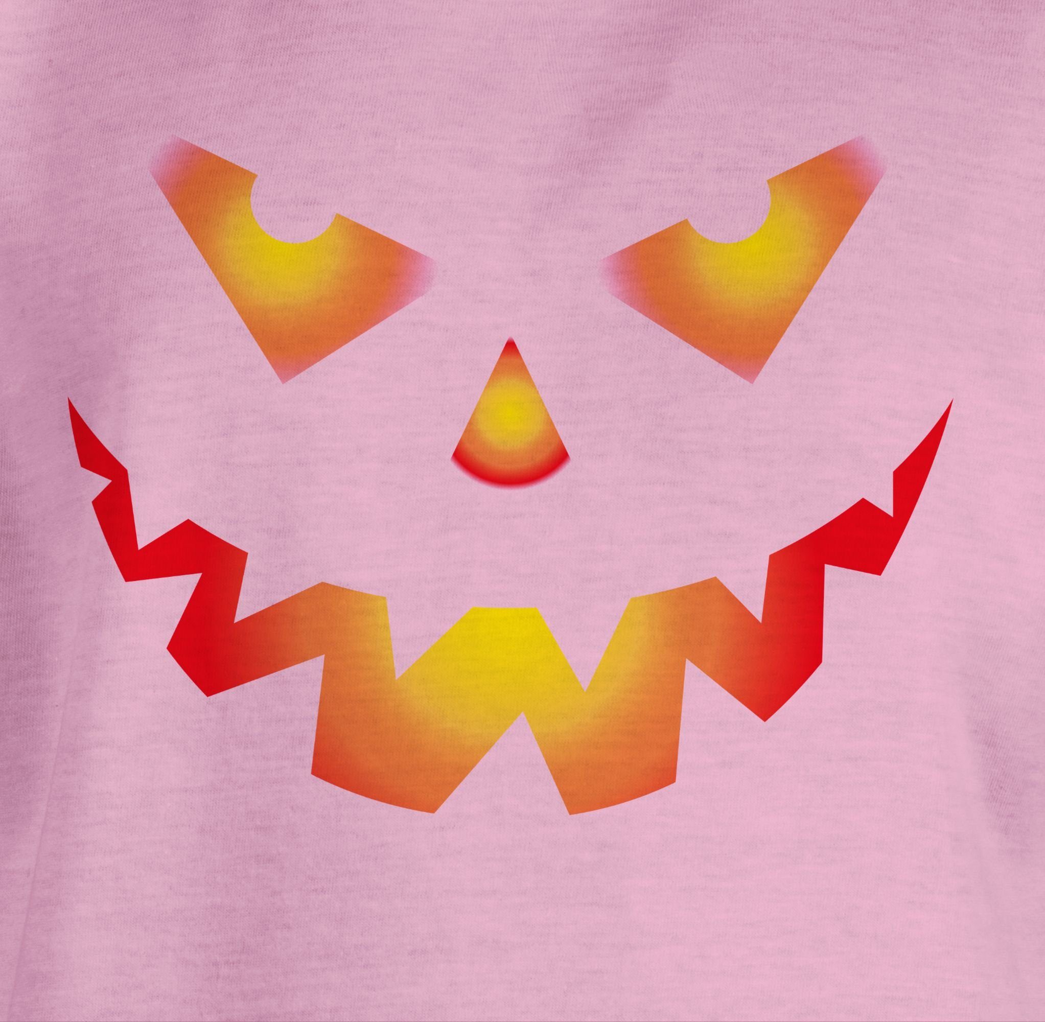 Gesicht Shirtracer Gruselig Kostüme Halloween Böse Kinder 03 Kürbisgesicht Rosa Kürbis T-Shirt für Halloween Gruseliger