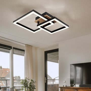 Globo LED Deckenleuchte, LED-Leuchtmittel fest verbaut, Warmweiß, Deckenlampe Deckenleuchte Wohnzimmerlampe Designleuchte Holzoptik