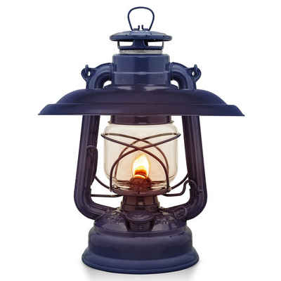 Feuerhand Outdoorkerze Sturmlaterne 276 inkl. Reflektorschirm (Spar-Set, 2-tlg., 1 x Lampe + 1 x Schirm), Farbe: Cobalt Blue, pulverbeschichtet