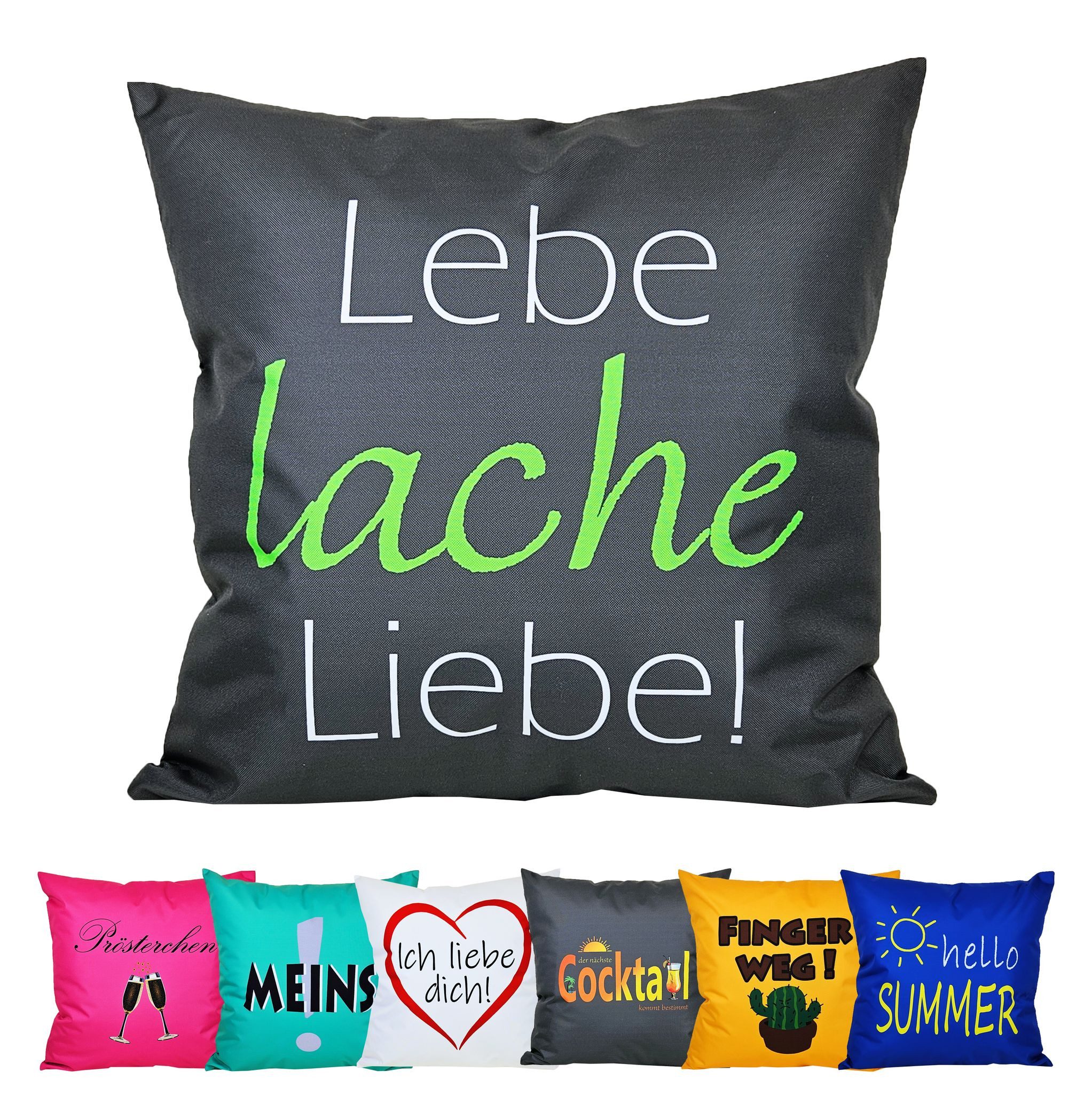 JACK Dekokissen 50x50cm Motiv Outdoor Lounge Kissen inkl. XXL Füllung Sitzkissen, Outdoorkissen starke Füllung mit lustigen Motiven