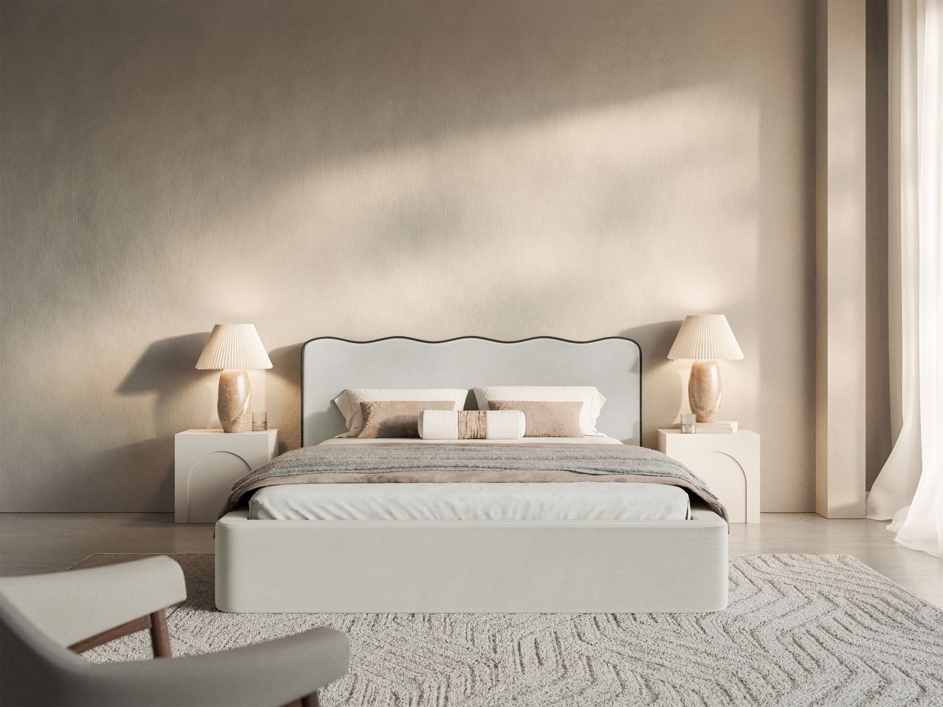 Selsey Polsterbett DUNEY, Polsterbett Samt/Strukturstoff, geschwungenes günstig online kaufen