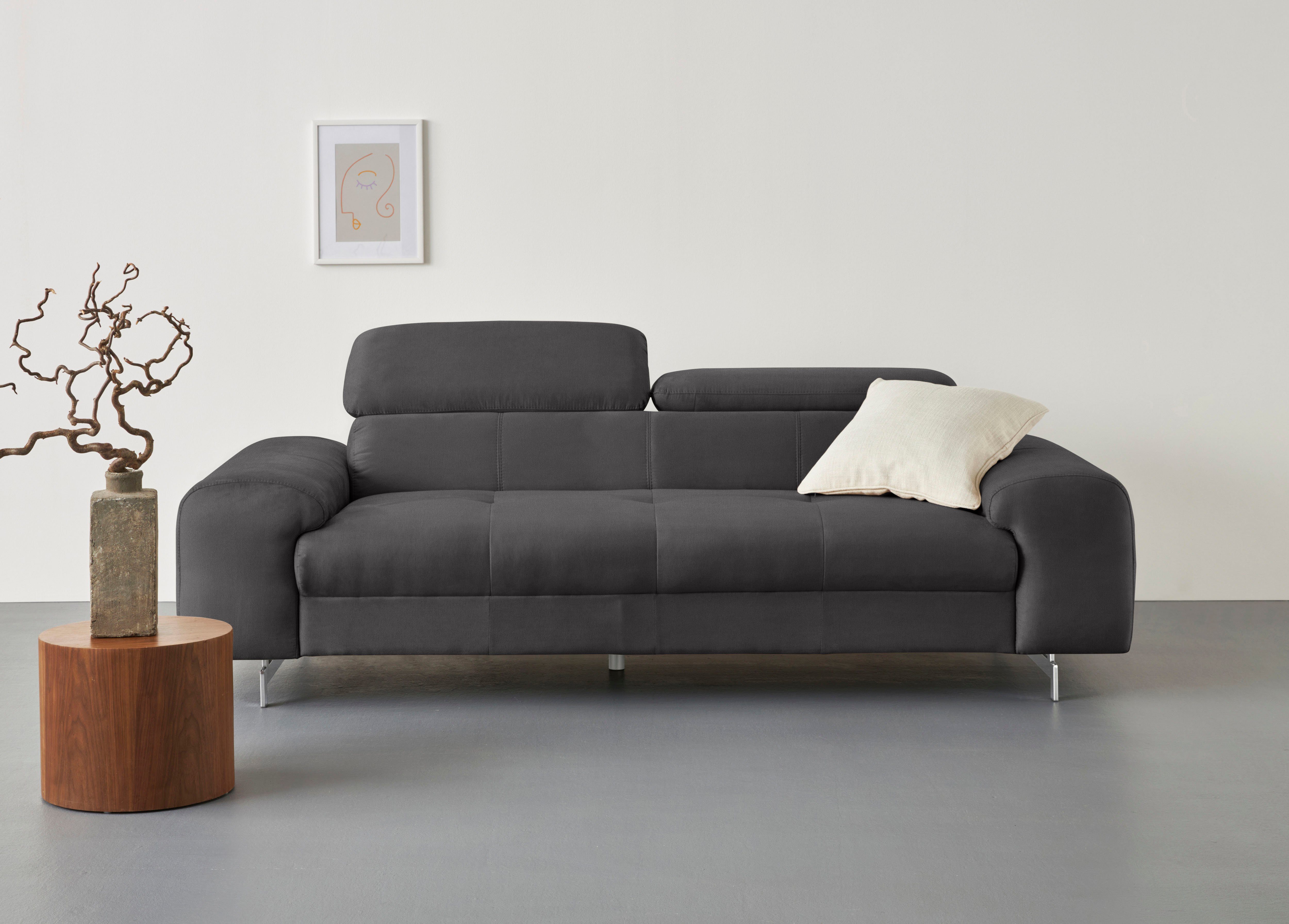 COTTA 3-Sitzer Chef, Big-Sofa mit Kopfteilverstellung, edle Metallkufen günstig online kaufen