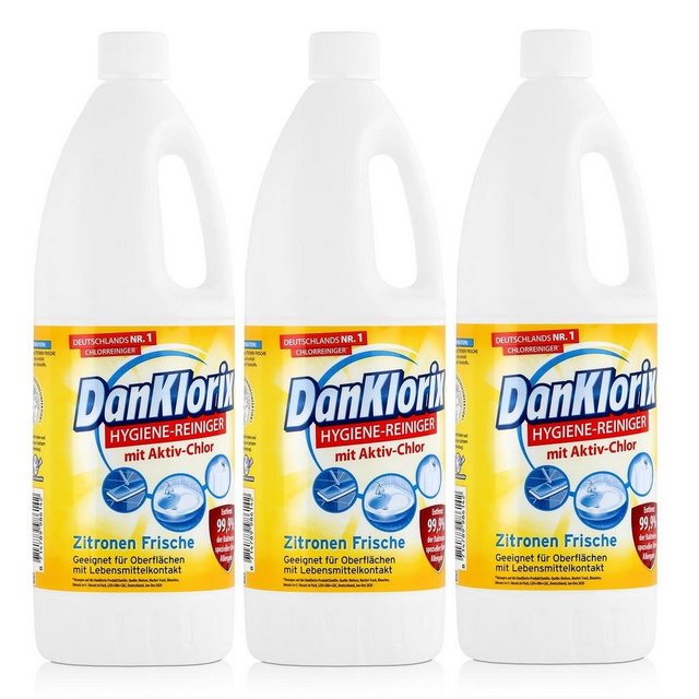 DanKlorix DanKlorix Hygiene-Reiniger Zitronen Frische 1,5L – Mit Aktiv-Chlor (3e WC-Reiniger