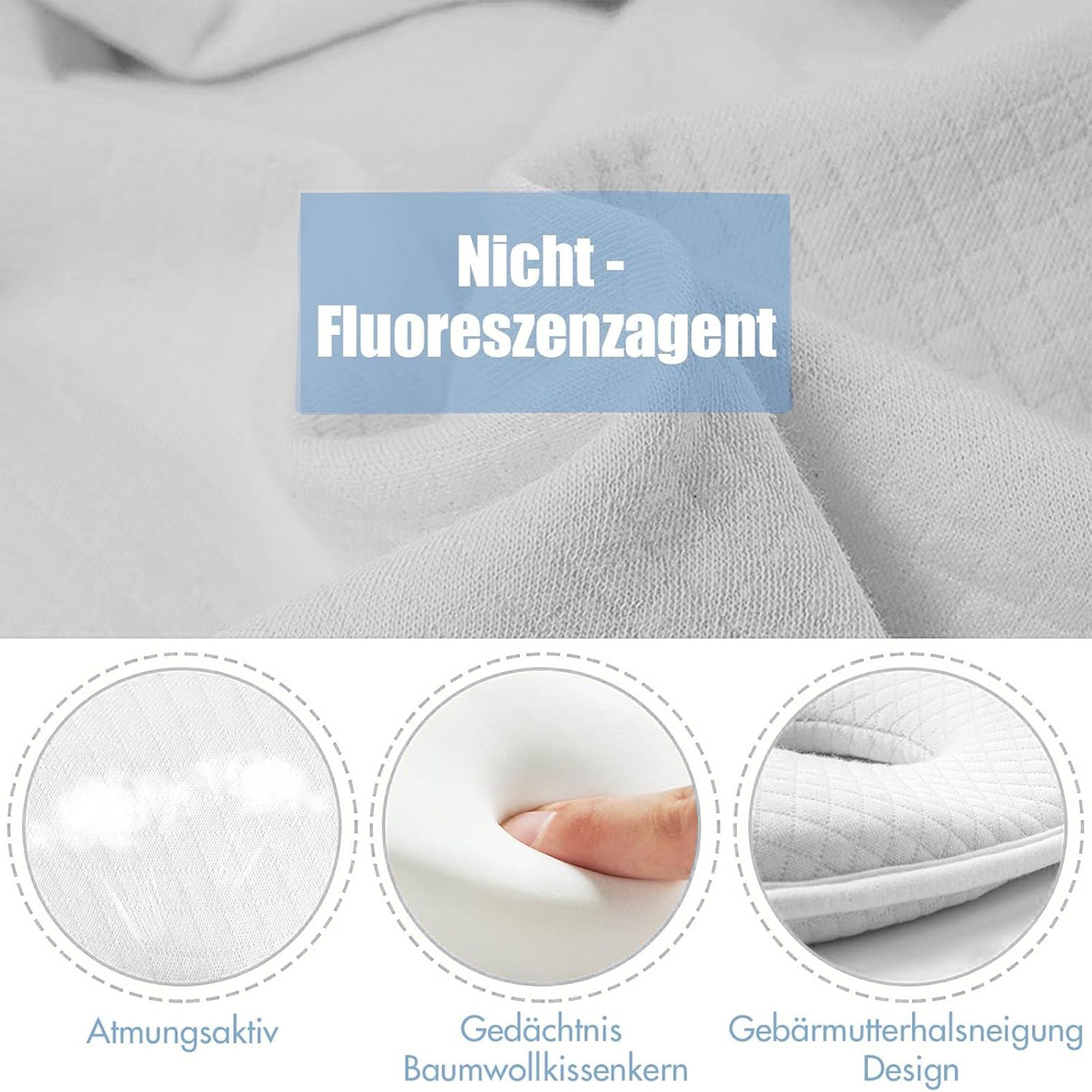 Mutig Babykissen Kopfkissen Neugeborene Memory Foam,Reisekissen, für Babys 0-12 Monate, Autositz,Kinderkissen für Bett, Kinderwagen