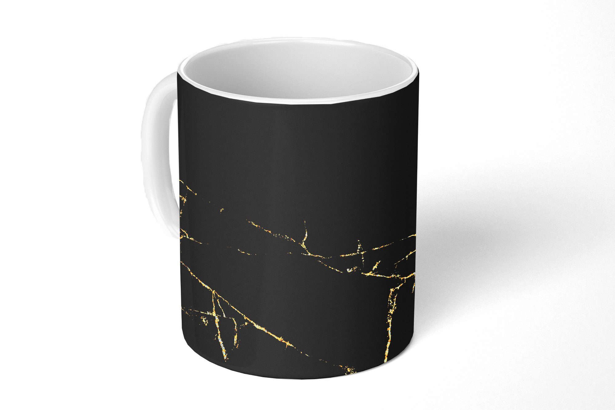 MuchoWow Tasse Marmor - Schwarz - Gold - Luxus, 1-tlg., Keramik, Kaffeetassen, Teetasse, Becher, Kaffeebecher, Geschenk