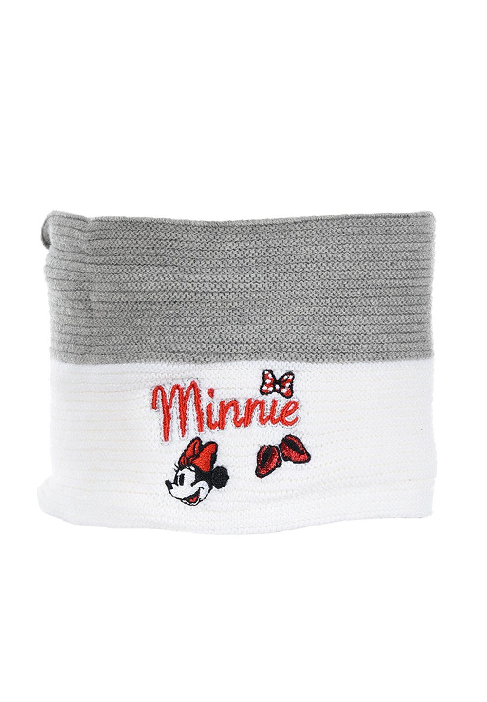 Disney Minnie Mouse Loop Kinder Mädchen Winter-Schal Strick-Schlauch-Schal Mini Maus Grau
