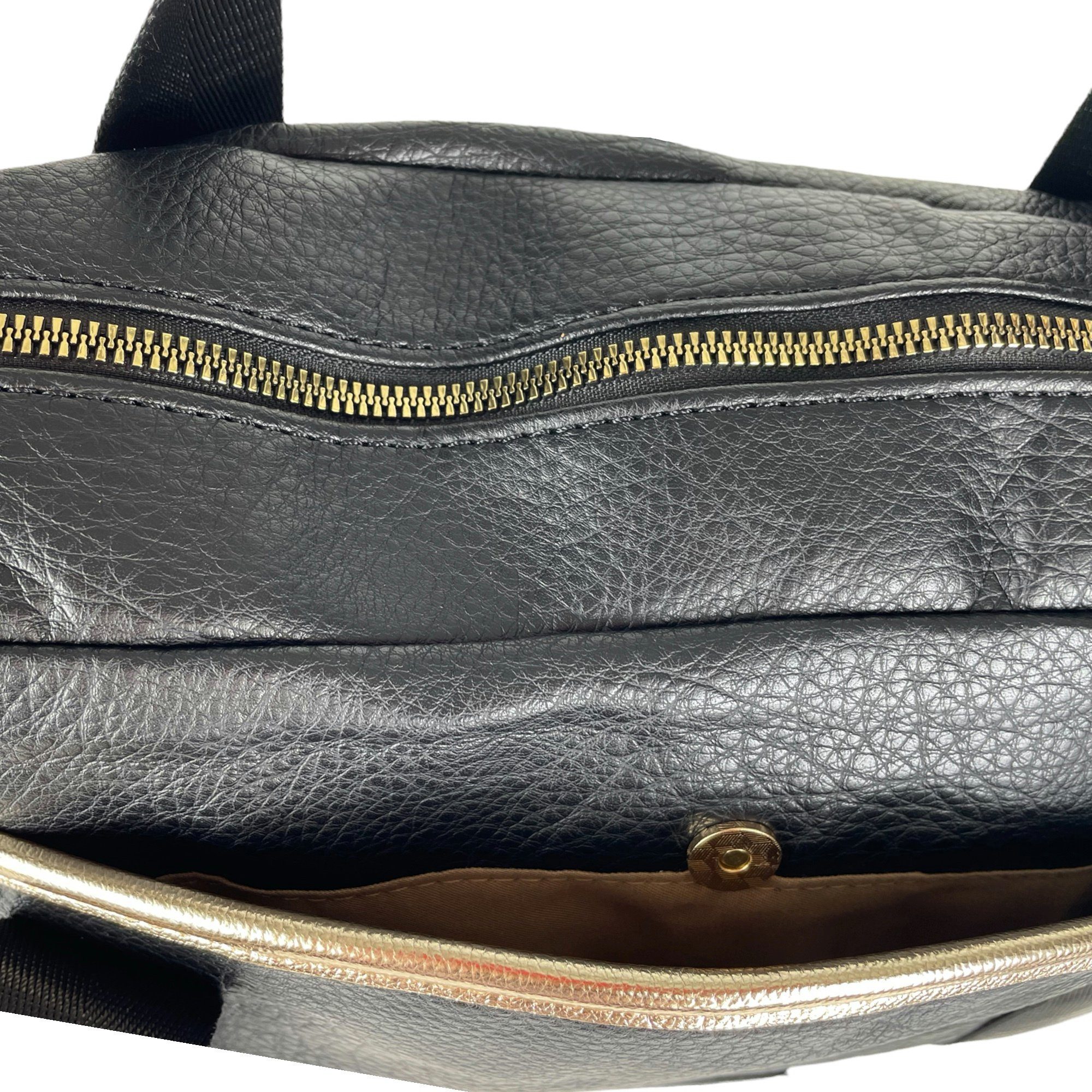 Schulterriemen abnembarer Handtasche T67629, moderne Taschen4life Schultertasche gold // Damen Farbe lange Tragehenkel, / schwarz